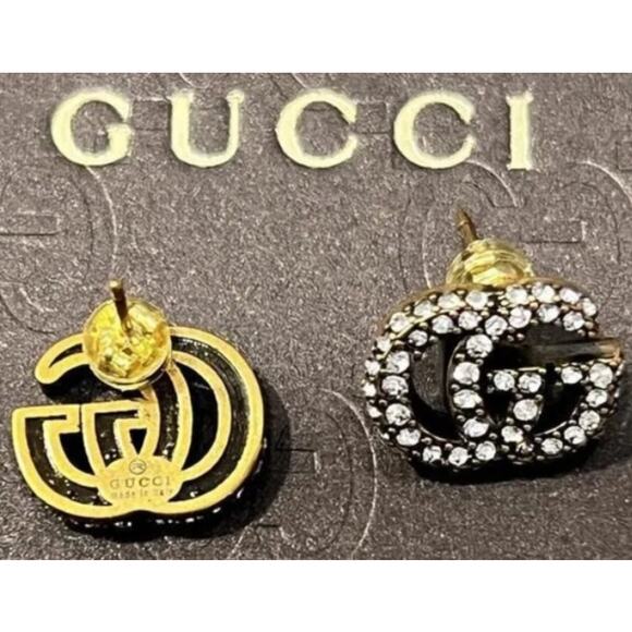 Gucci GG Gold Tone CZ Stud Earrings w/Box and Dust bag (GGXX030) - Picture 5 of 7